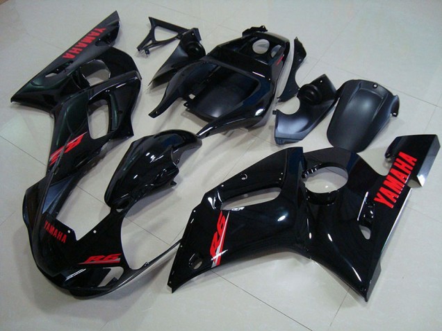 Carénages Moto Yamaha R6 98-02 - Noir Brillant Rouge Décalque