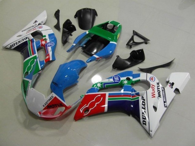 Carénage Moto Yamaha R6 98-02 - Bleu Blanc Vert Rouge Wudy Motul Dunlop Carénage Moto Yamaha R6 98-02 - Bleu Blanc Vert Rouge Wudy Motul Dunlop