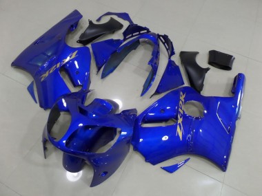 Carénage Moto Kawasaki ZX12R 00-01 - Bleu avec Or Décalque Bon Marché