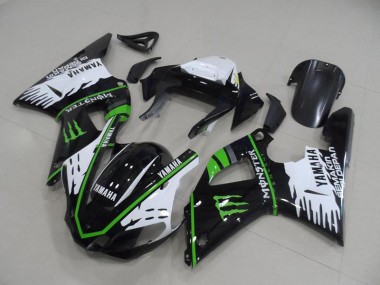 Carénages Moto Yamaha R1 00-01 - Noir Blanc Vert Monster Bon Marché
