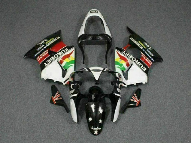 Carénage Moto Kawasaki ZX6R 00-02 - Noir Blanc Eurobet Carénage Moto Kawasaki ZX6R 00-02 - Noir Blanc Eurobet
