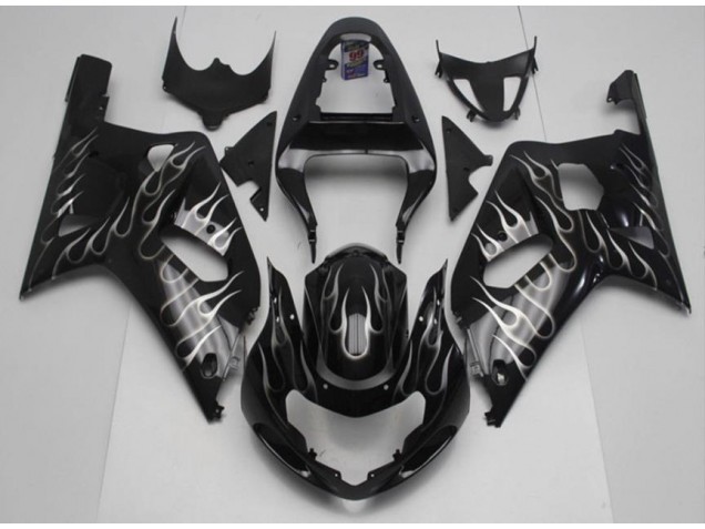 Carénage Moto Suzuki GSXR 600 / 750 K1 K2 K3 01-03 - Noir Blanc Flamme Carénage Moto Suzuki GSXR 600 / 750 K1 K2 K3 01-03 - Noir Blanc Flamme