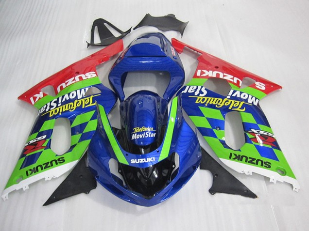 Carénage Moto Suzuki GSXR 600 K1 K2 K3 01-03 - Bleu Vert Rouge Telefumia Movistar Carénage Moto Suzuki GSXR 600 K1 K2 K3 01-03 - Bleu Vert Rouge Telefumia Movistar