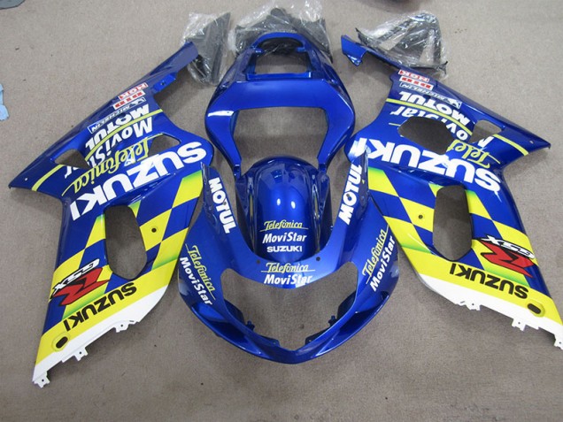 Carénage Moto Suzuki GSXR 600 K1 K2 K3 01-03 - Bleu Jaune Telefumia Movistar Carénage Moto Suzuki GSXR 600 K1 K2 K3 01-03 - Bleu Jaune Telefumia Movistar