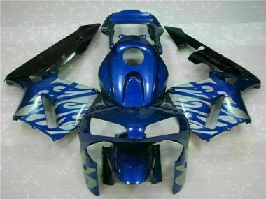 Carénage Moto Honda CBR 600 RR 03-04 - Bleu avec Argent Flamme Bon Marché