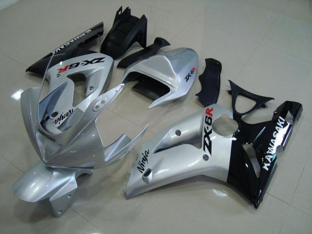 Carénage Moto Kawasaki ZX6R 03-04 - Argent Noir Carénage Moto Kawasaki ZX6R 03-04 - Argent Noir
