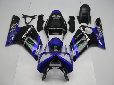 Carénage Moto Kawasaki ZX6R 03-04 - Bleu Monster Bon Marché