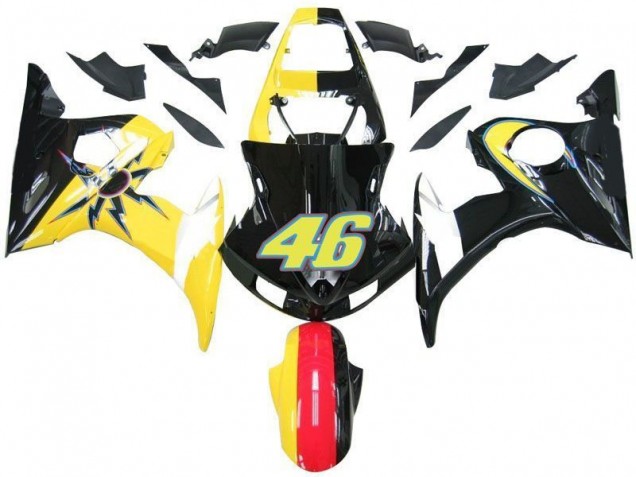 Carénage Moto Yamaha R6 03-05 - Noir Jaune N° 46