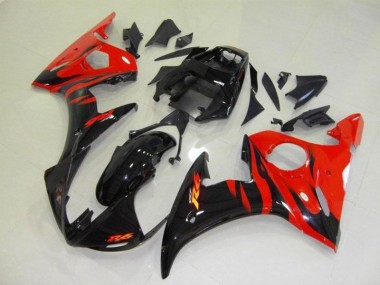 Carénages Moto Yamaha R6 03-05 - Noir Rouge Flamme Bon Marché