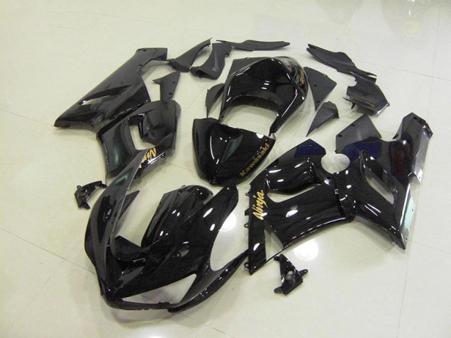 Carénage Moto Kawasaki ZX6R 05-06 - Noir Brillant Or Décalque