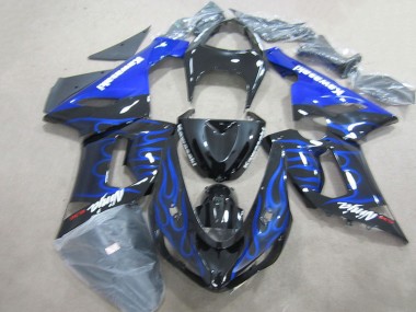 Carénage Moto Kawasaki ZX6R 05-06 - Noir Bleu Flamme Ninja 636 Bon Marché