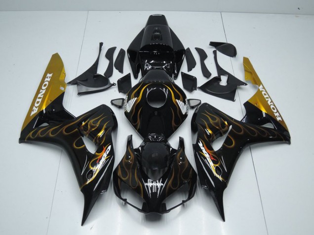 Carénage Moto Honda CBR 1000 RR 06-07 - Noir Or Flamme