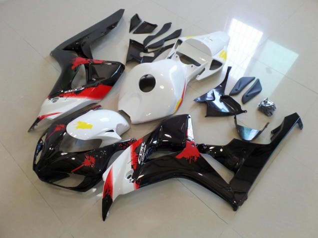Carénage Moto Honda CBR 1000 RR 06-07 - Blanc Noir avec No Décalque Carénage Moto Honda CBR 1000 RR 06-07 - Blanc Noir avec No Décalque
