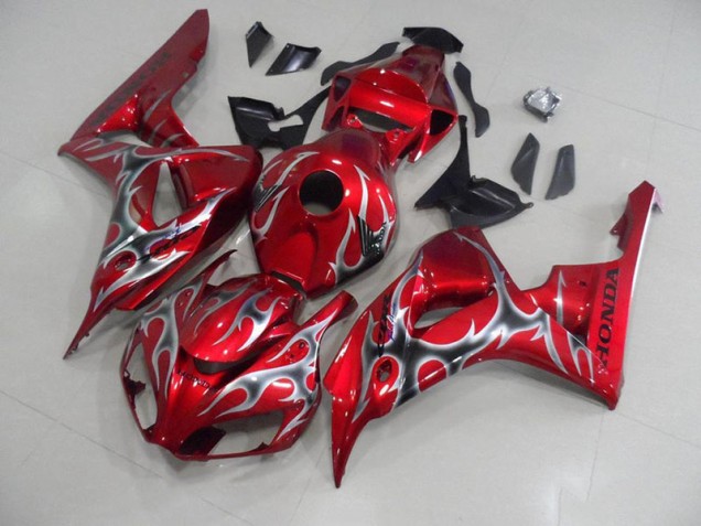 Carénage Moto Honda CBR 1000 RR 06-07 - Rouge avec Noir Gris Flamme Carénage Moto Honda CBR 1000 RR 06-07 - Rouge avec Noir Gris Flamme