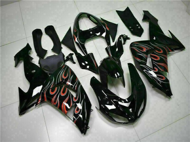 Carénages Moto Kawasaki ZX10R 06-07 - Noir Rouge Flamme Carénages Moto Kawasaki ZX10R 06-07 - Noir Rouge Flamme