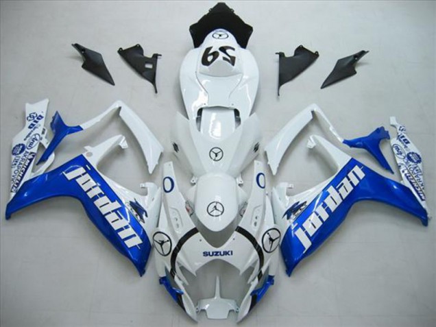 Carénage Moto Suzuki GSXR 600 K6 06-07 - Blanc Bleu Jordan