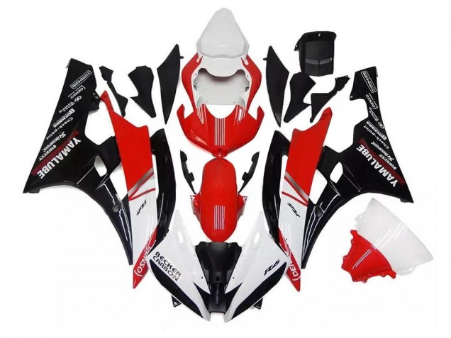 Carénages Moto Yamaha R6 06-07 - Blanc Rouge Noir Carénages Moto Yamaha R6 06-07 - Blanc Rouge Noir