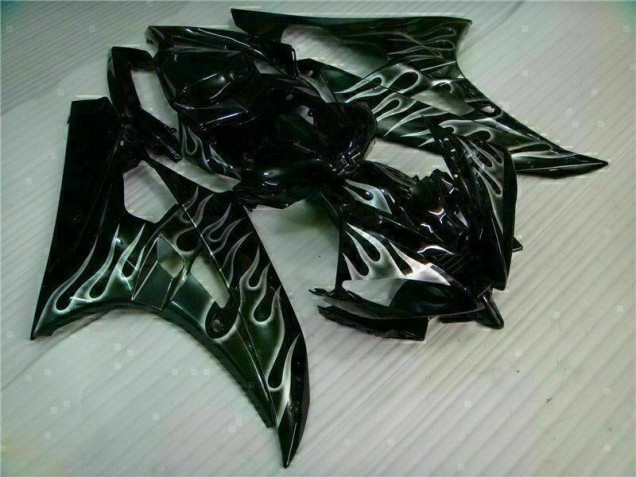 Carénage Moto Yamaha R6 06-07 - Argent Flamme Noir Carénage Moto Yamaha R6 06-07 - Argent Flamme Noir