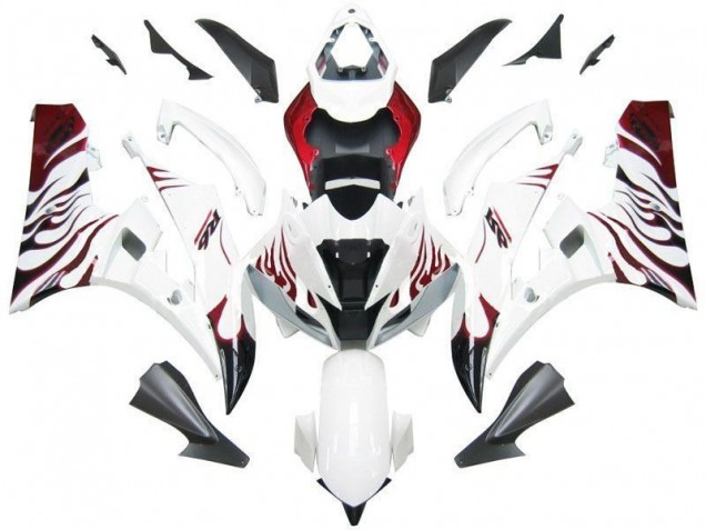 Carénage Moto Yamaha R6 06-07 - Blanc Rouge Flamme Carénage Moto Yamaha R6 06-07 - Blanc Rouge Flamme