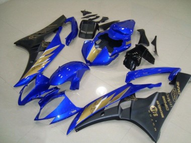 Carénages Moto Yamaha R6 06-07 - Noir Bleu avec Or Décalque Bon Marché