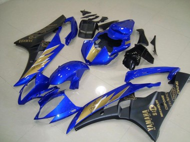 Carénage Moto Yamaha R6 06-07 - Noir Bleu avec Or Décalque Bon Marché