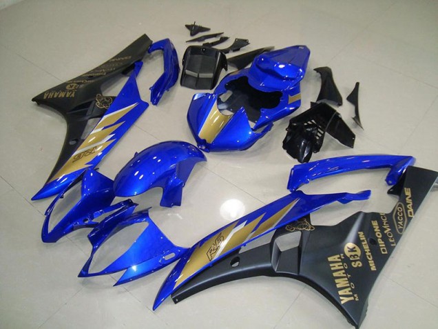 Carénage Moto Yamaha R6 06-07 - Noir Bleu avec Or Décalque Carénage Moto Yamaha R6 06-07 - Noir Bleu avec Or Décalque
