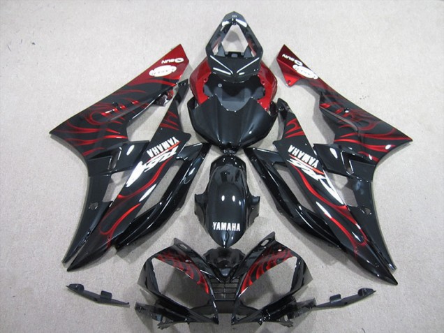 Carénages Moto Yamaha R6 06-07 - Noir Rouge Flamme Carénages Moto Yamaha R6 06-07 - Noir Rouge Flamme