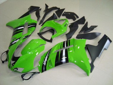 Carénage Moto Kawasaki ZX6R 07-08 - Vert et Argent Bande Bon Marché