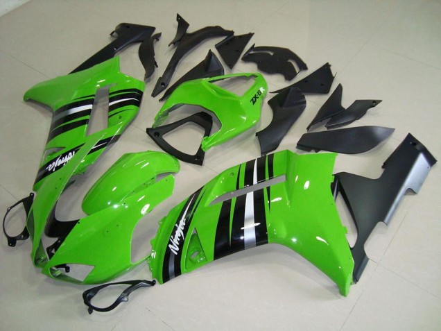 Carénage Moto Kawasaki ZX6R 07-08 - Vert et Argent Bande Carénage Moto Kawasaki ZX6R 07-08 - Vert et Argent Bande
