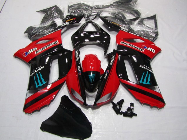 Carénage Moto Kawasaki ZX6R 07-08 - Rouge Noir Monster Carénage Moto Kawasaki ZX6R 07-08 - Rouge Noir Monster