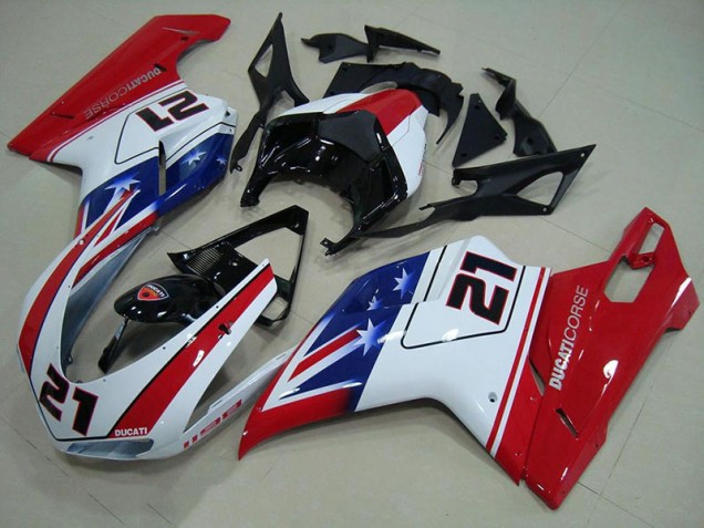 Carénage Moto Ducati 848 1098 1198 07-14 - Noir Blanc Rouge 21 Carénage Moto Ducati 848 1098 1198 07-14 - Noir Blanc Rouge 21