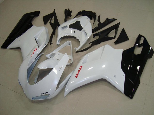 Carénage Moto Ducati 848 1098 1198 07-14 - Blanc Nacré Noir Carénage Moto Ducati 848 1098 1198 07-14 - Blanc Nacré Noir