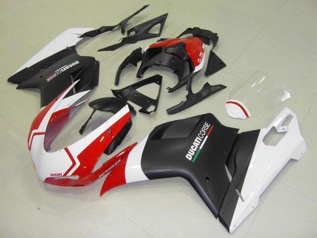 Carénage Moto Ducati 848 1098 1198 07-14 - Noir Mat Blanc Rouge