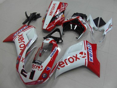 Carénages Moto Ducati 848 1098 1198 07-14 - Blanc Rouge Xerox Bon Marché