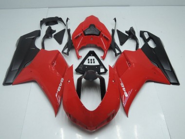 Carénage Moto Ducati 848 1098 1198 07-14 - Style OEM Rouge avec Noir Mat Side Bon Marché