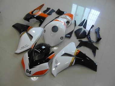 Carénage Moto Honda CBR 1000 RR 08-11 - Blanc et Noir et Orange Courses Bon Marché