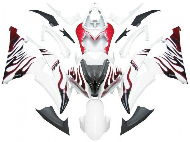 Carénage Moto Yamaha R6 08-16 - Blanc Rouge Flamme R6 Carénage Moto Yamaha R6 08-16 - Blanc Rouge Flamme R6