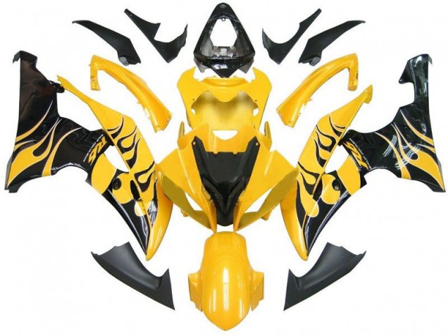 Carénage Moto Yamaha R6 08-16 - Jaune Noir Flamme R6 Carénage Moto Yamaha R6 08-16 - Jaune Noir Flamme R6