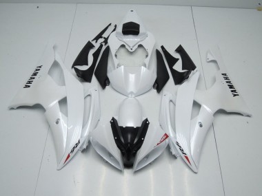 Carénage Moto Yamaha R6 08-16 - Blanc Nacré et Rouge Décalque Bon Marché