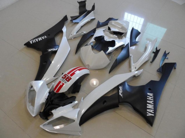 Carénage Moto Yamaha R6 08-16 - Blanc Nacré et Noir 58 Sic Carénage Moto Yamaha R6 08-16 - Blanc Nacré et Noir 58 Sic