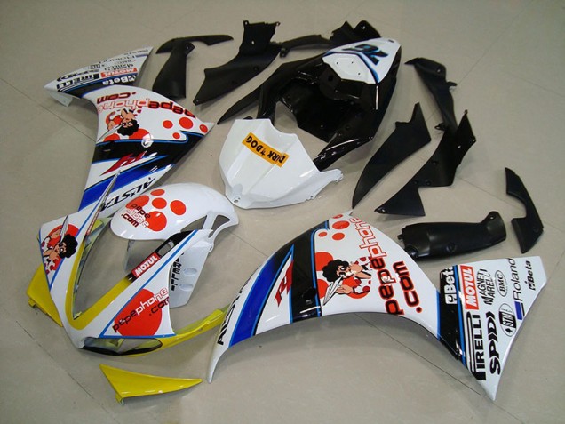 Carénage Moto Yamaha R1 09-11 - Blanc Noir Pepe Phone Carénage Moto Yamaha R1 09-11 - Blanc Noir Pepe Phone