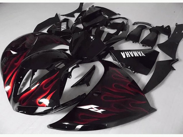 Carénage Moto Yamaha R1 09-11 - Rouge Noir Flamme Carénage Moto Yamaha R1 09-11 - Rouge Noir Flamme