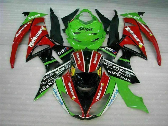 Carénage Moto Kawasaki ZX6R 09-12 - Noir Rouge Vert Motocard Carénage Moto Kawasaki ZX6R 09-12 - Noir Rouge Vert Motocard