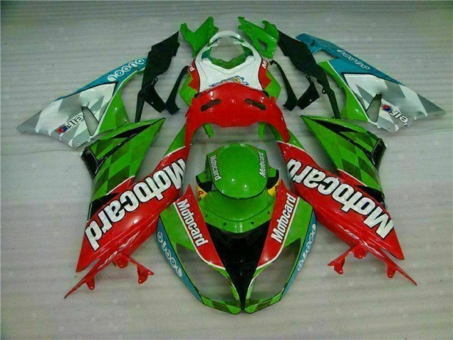 Carénage Moto Kawasaki ZX6R 09-12 - Rouge Vert Motocard Carénage Moto Kawasaki ZX6R 09-12 - Rouge Vert Motocard