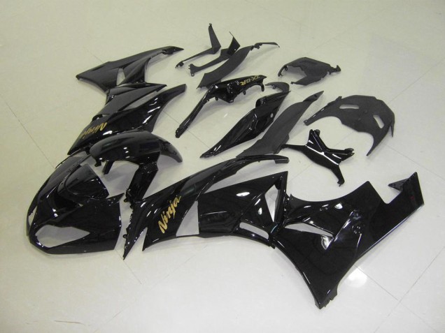 Carénage Moto Kawasaki ZX6R 09-12 - Noir avec Or Décalque