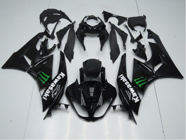 Carénage Moto Kawasaki ZX6R 09-12 - Noir avec Monster Carénage Moto Kawasaki ZX6R 09-12 - Noir avec Monster