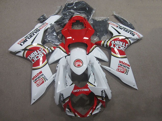 Carénage Moto Suzuki GSXR 600 K11 11-24 - Blanc Lucky Strike Rouge Motul