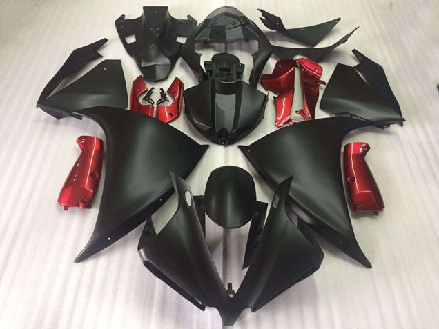 Carénage Moto Yamaha R1 12-14 - Noir Mat Brillant Rouge Carénage Moto Yamaha R1 12-14 - Noir Mat Brillant Rouge