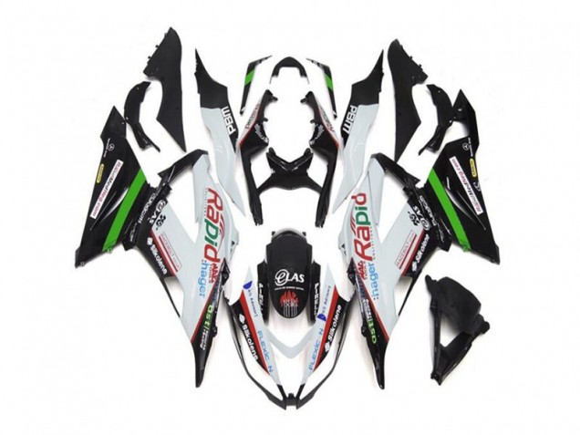 Carénage Moto Kawasaki ZX6R 13-18 - Blanc Noir Carénage Moto Kawasaki ZX6R 13-18 - Blanc Noir